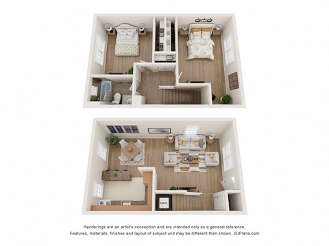 Floor plan for 2 beds, 1 bath, 1036 sqft